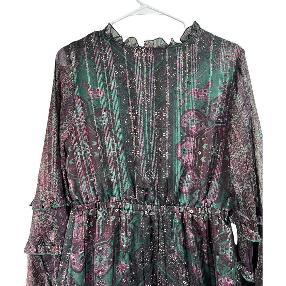 Frye & Co LS Floral Fit & Flare Button Front Dress Medium - Picture 15 of 16